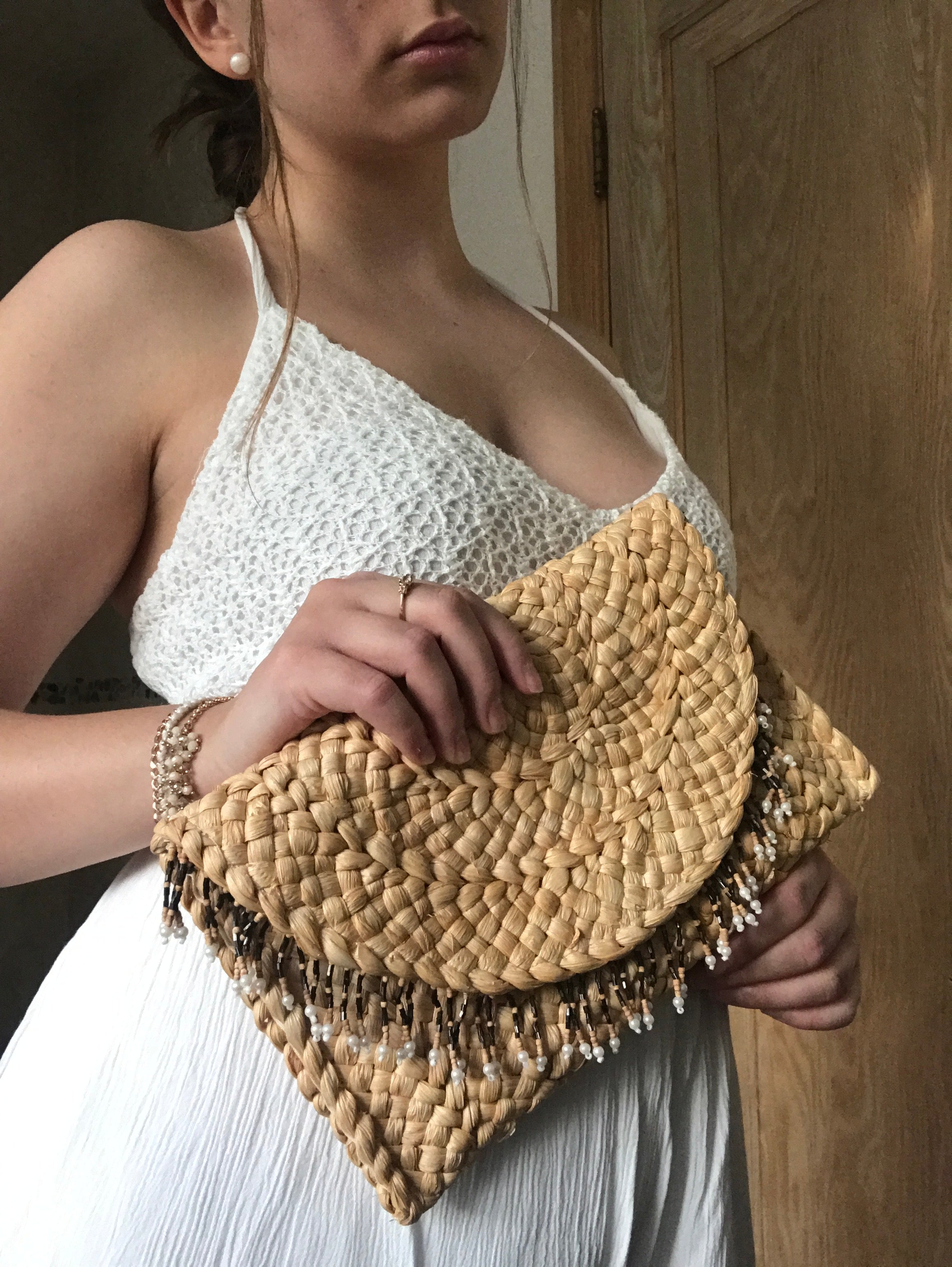 beach bags handmade straw clutch beach outfit